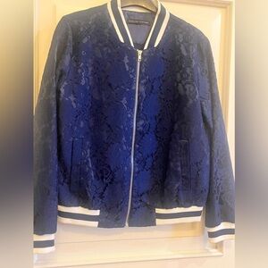 English Factory Royal Blue Satin Bomber Jacket